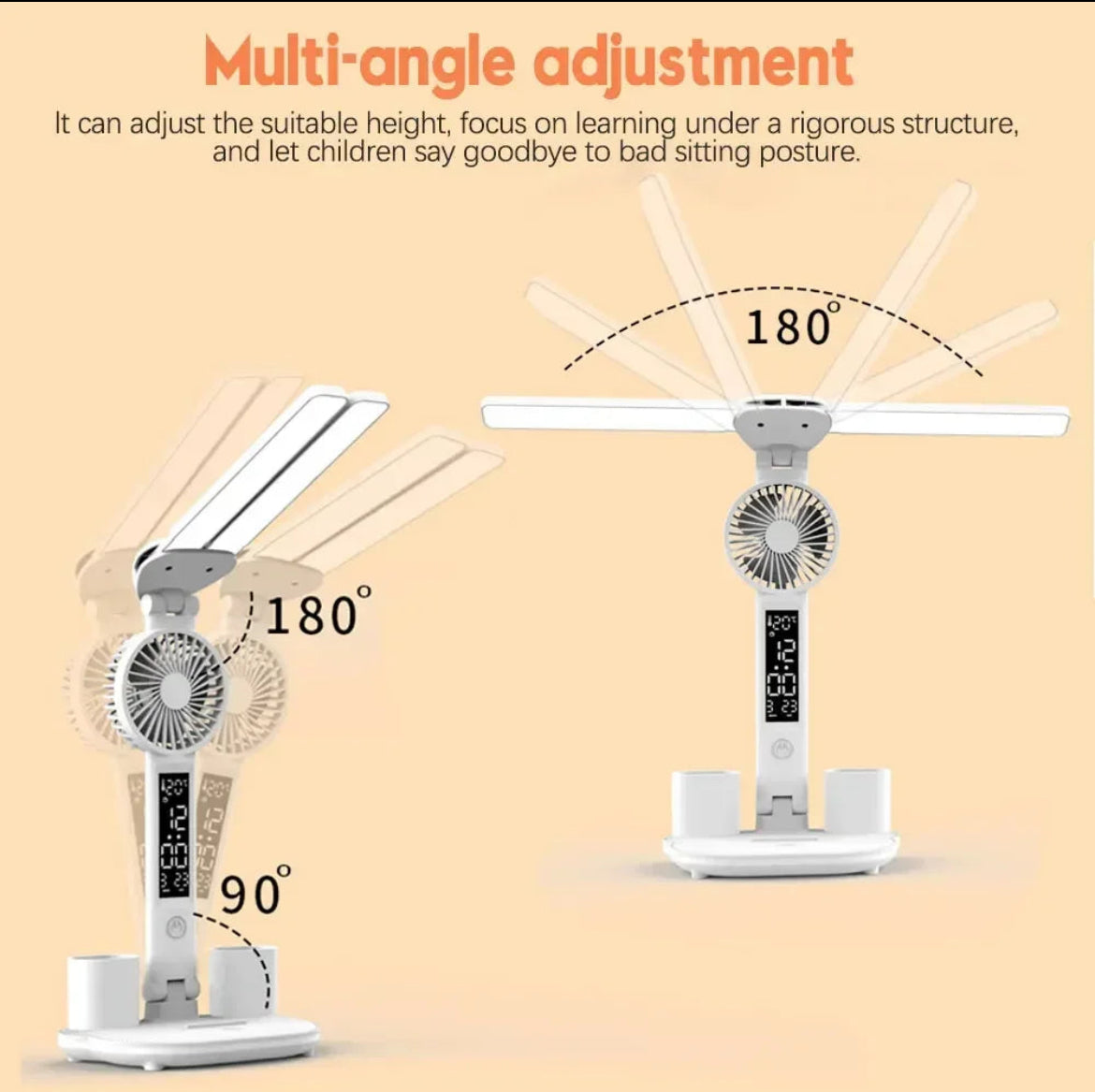 Lampe de Bureau Multifonctionnelle avec Ventilateur