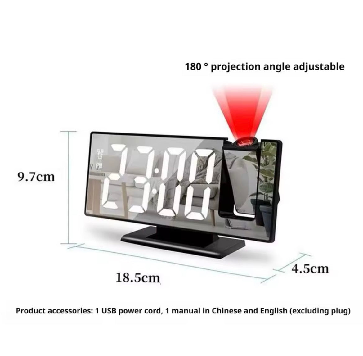 Horloge Numérique Avec Projecteur 180°