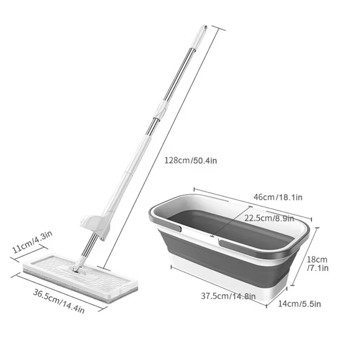Balai Plat Auto-Essoreur 360° avec Seau Pliable