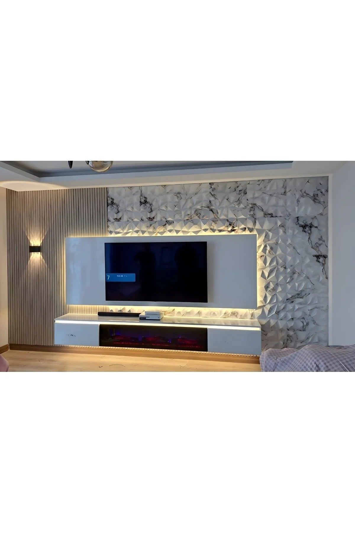Panneau Mural 3D Effet Marbre Blanc