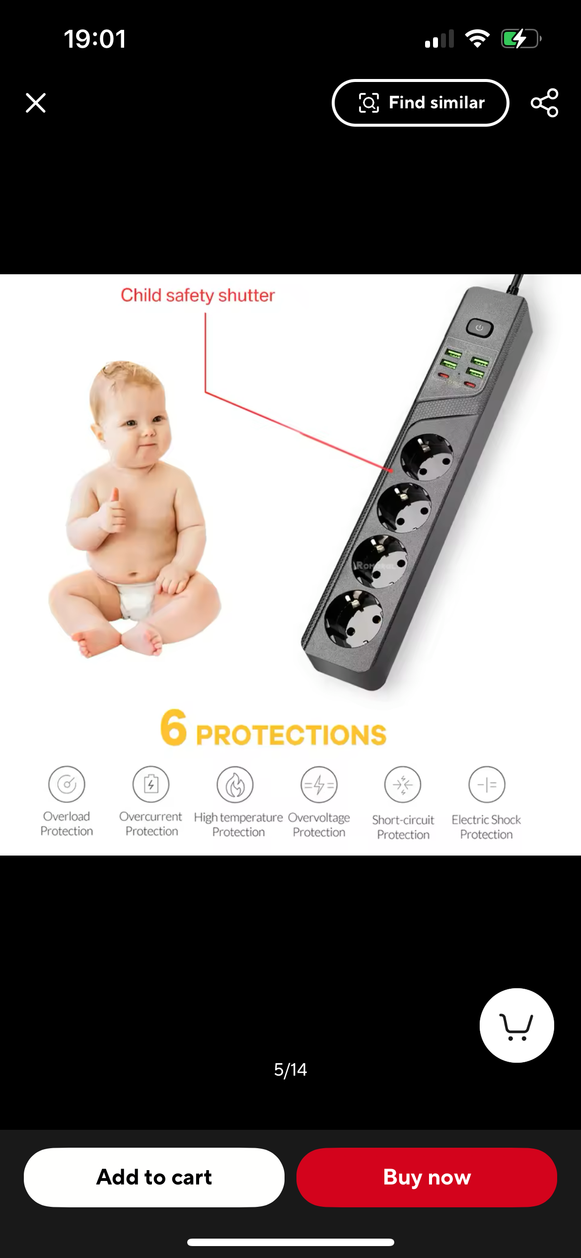 Multiprise 4USB -2Type C- 4 prises AC EU