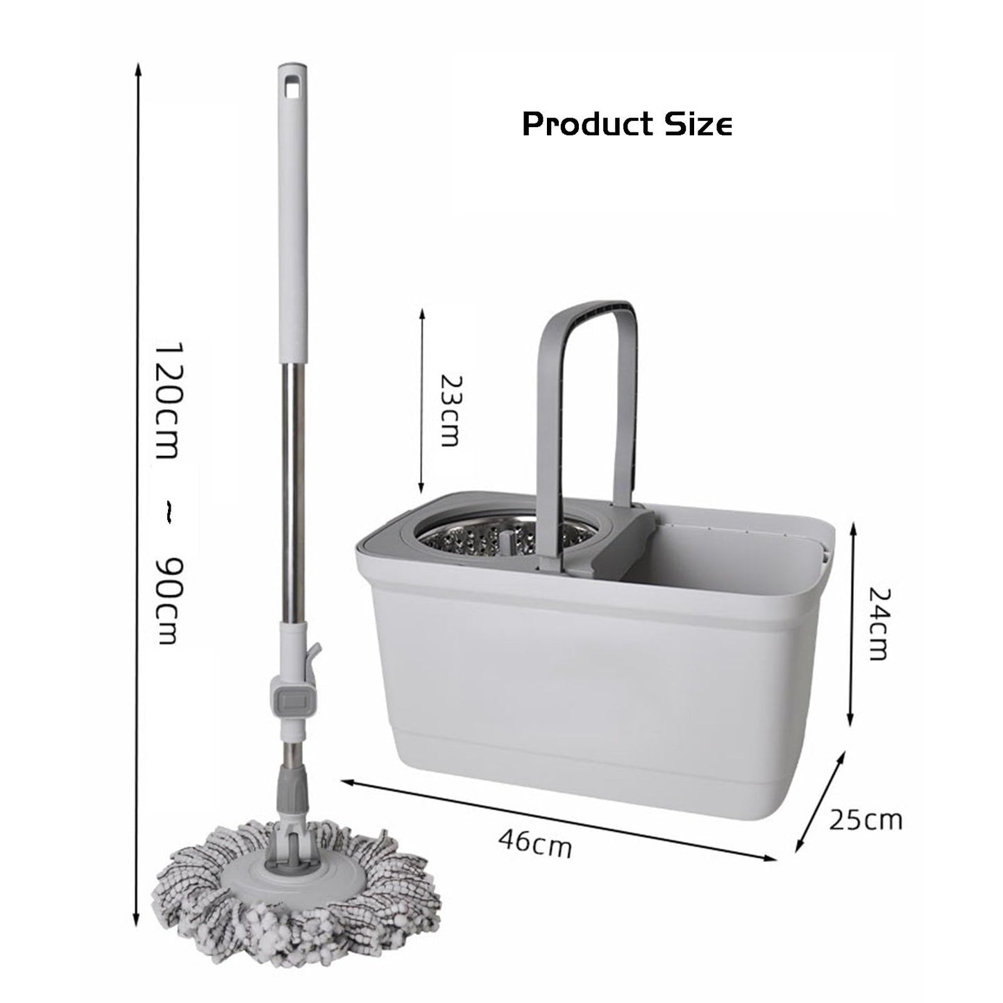 Seau Serpillière Rotatif 360° en Microfibre avec Essoreur Inox