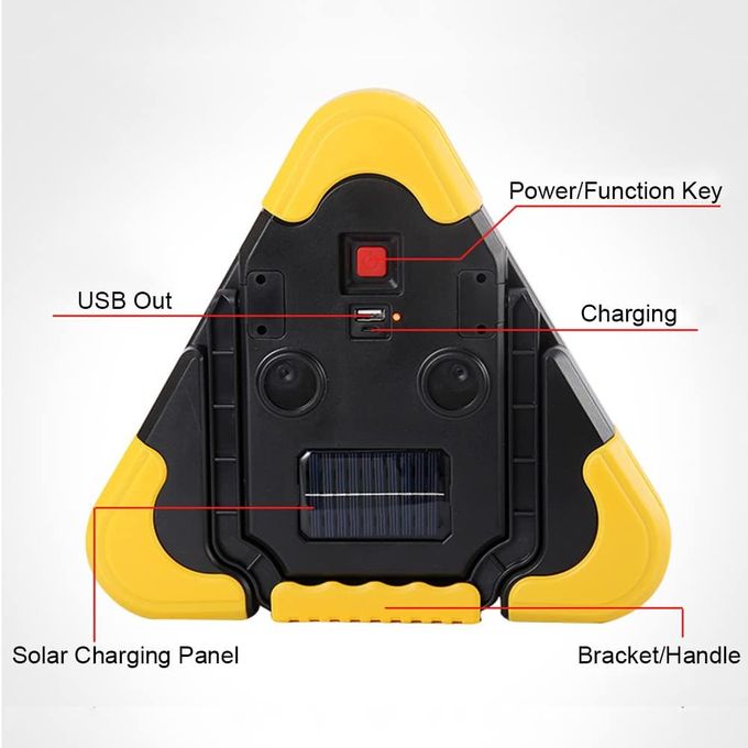 Triangle d'avertissement à énergie solaire - 5 Modes - Fonction Power Bank