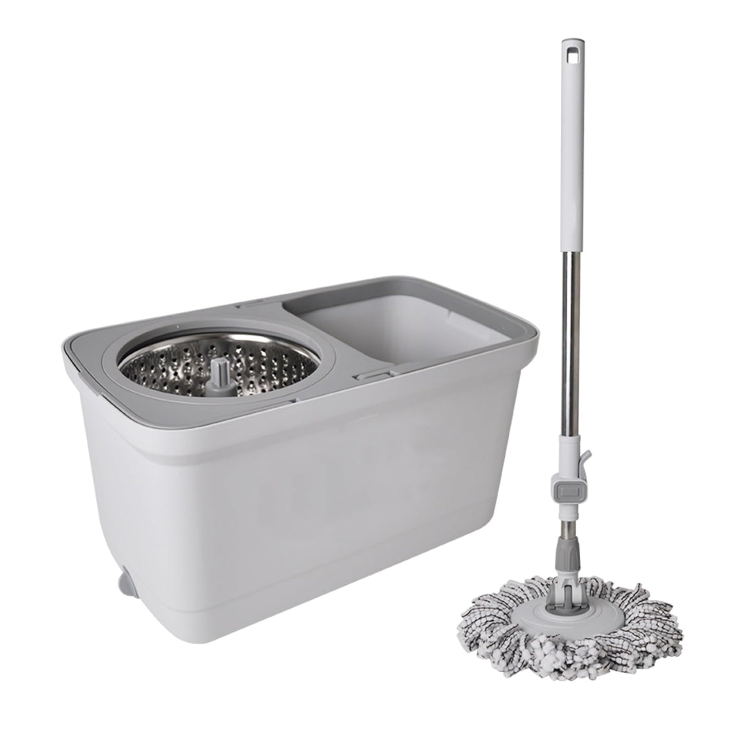 Seau Serpillière Rotatif 360° en Microfibre avec Essoreur Inox
