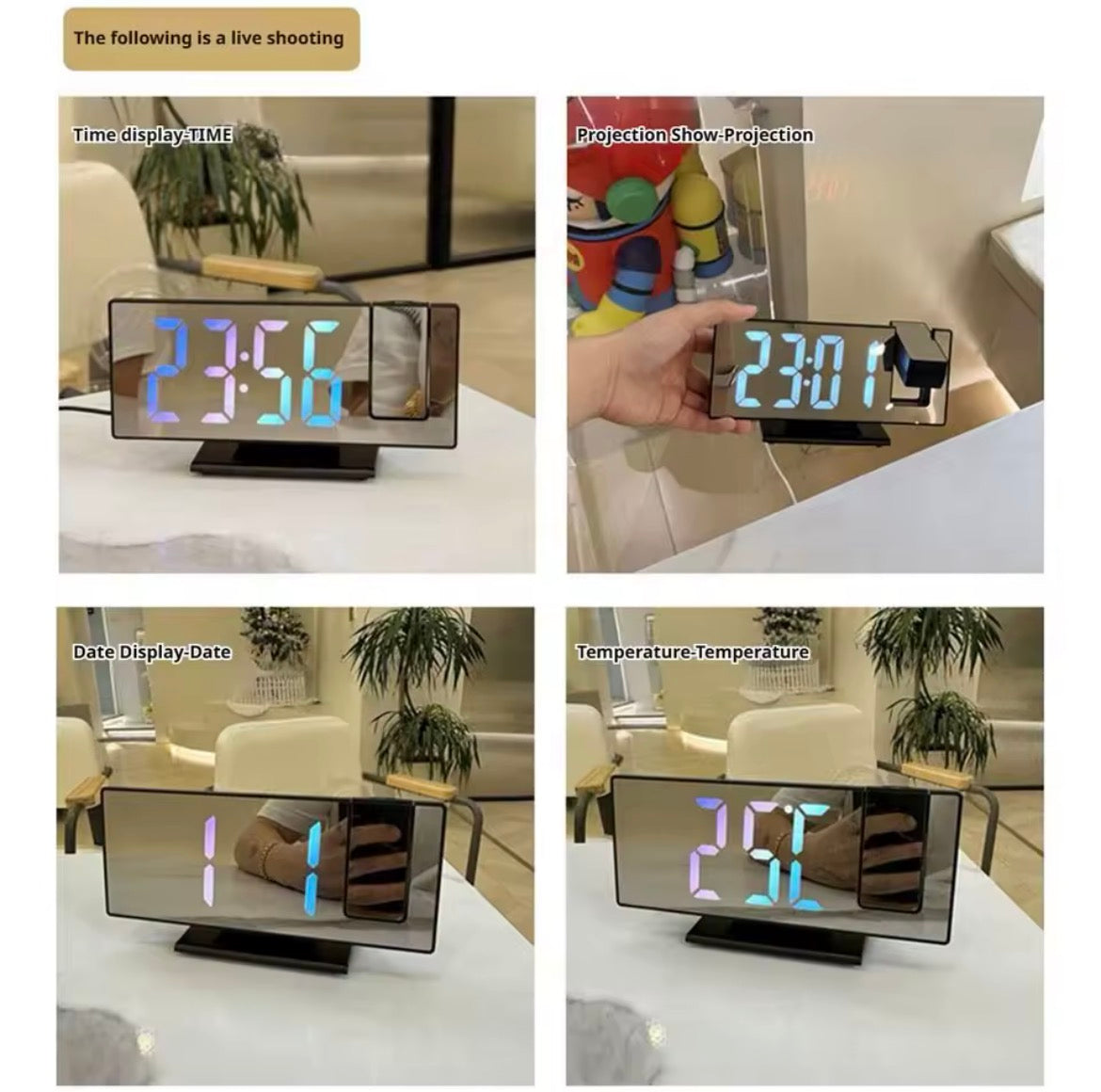 Horloge Numérique Avec Projecteur 180°