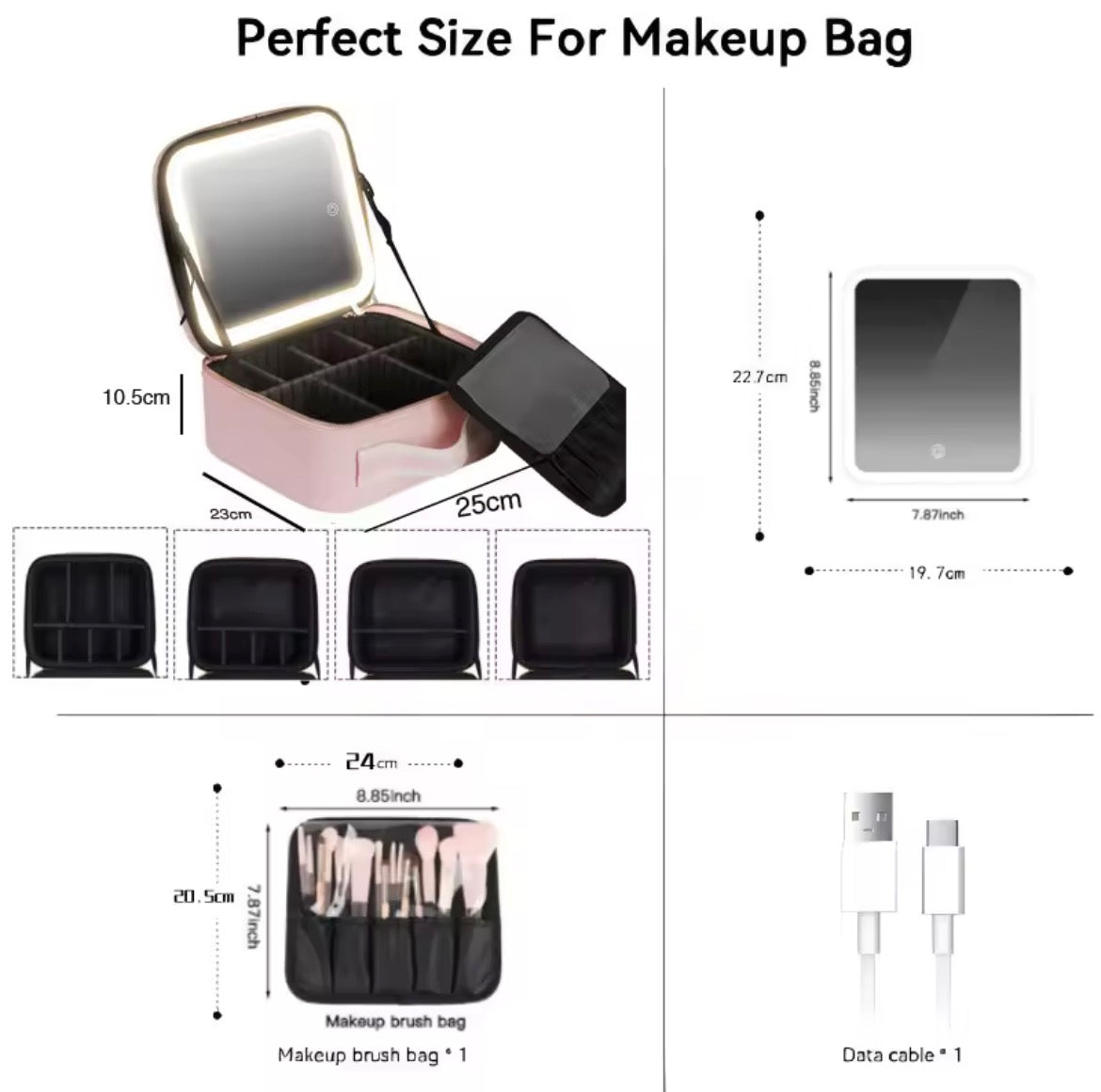 Organisateur Maquillage avec Miroir LED