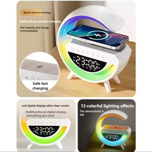 Lampe LED Multifonction avec Charge Sans Fil et Haut-Parleur Bluetooth