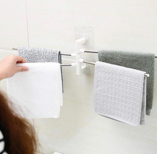 Porte-serviettes mural rotatif multifonction