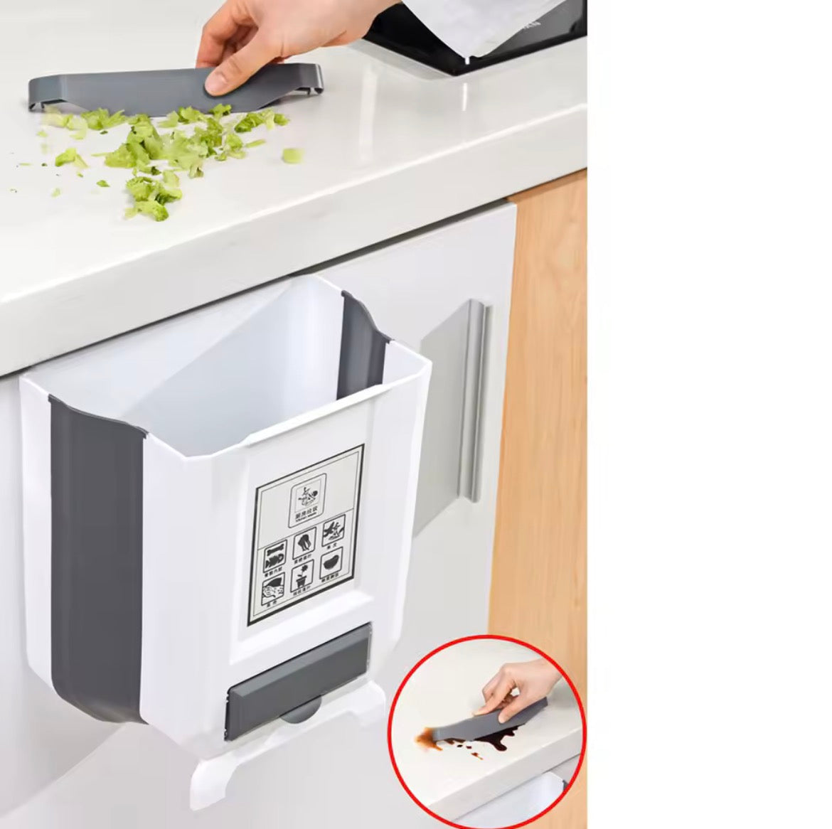 Poubelle de Cuisine Pliable & porte sachets