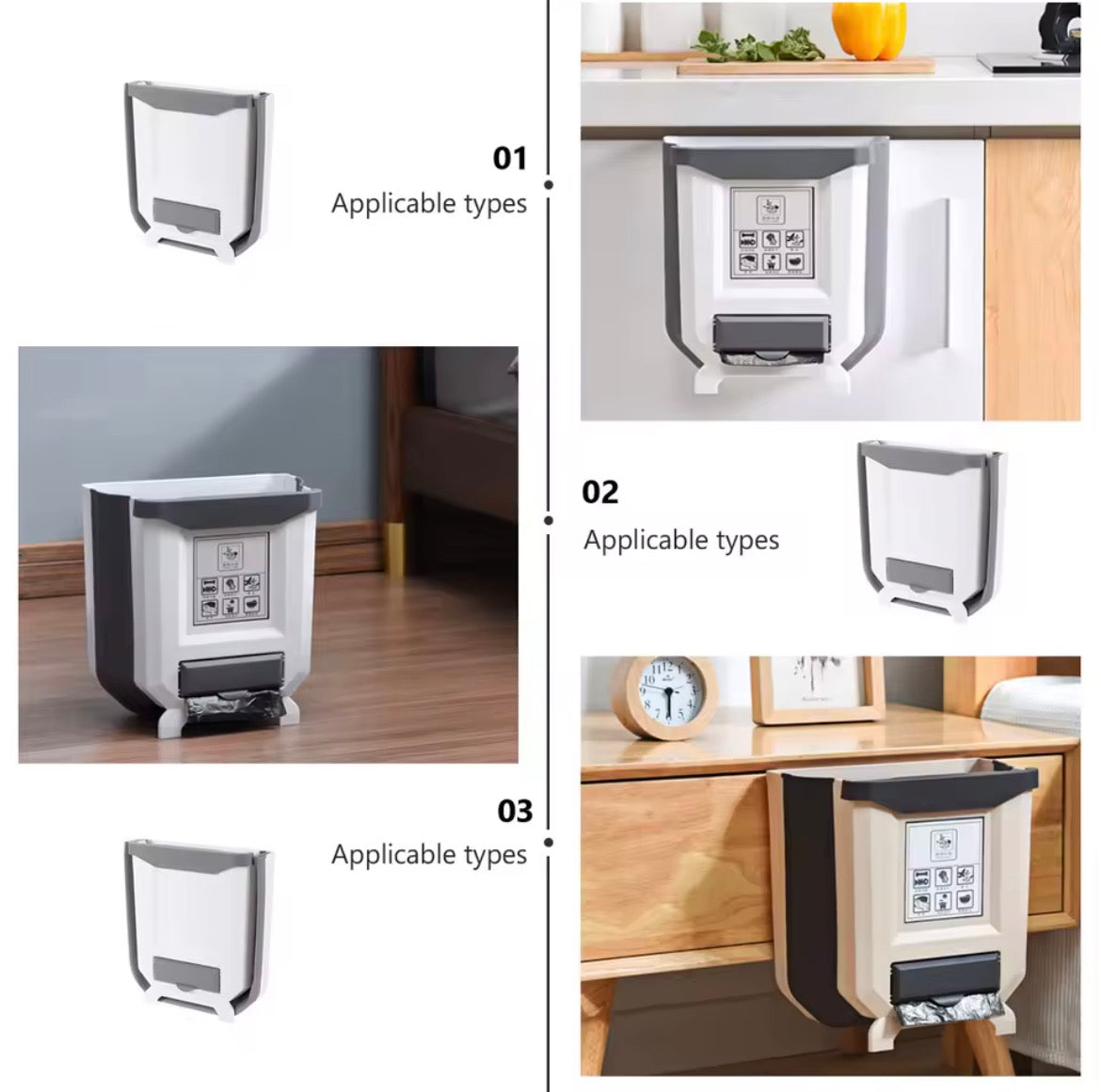 Poubelle de Cuisine Pliable & porte sachets