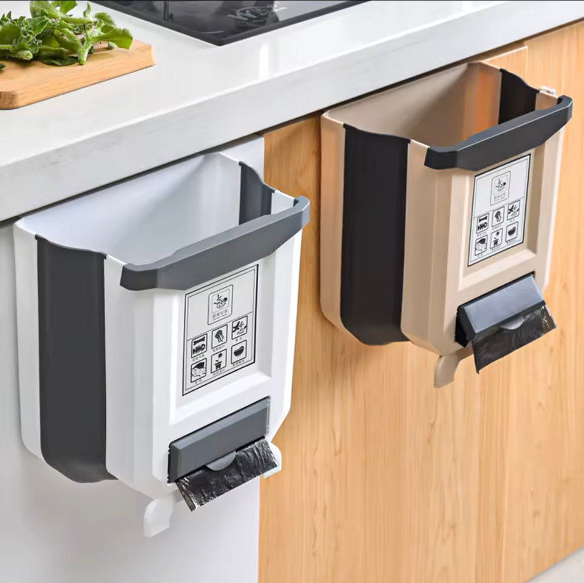 Poubelle de Cuisine Pliable & porte sachets