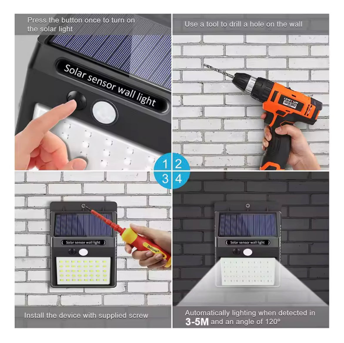 Lampe Solaire LED avec Détecteur de Mouvement