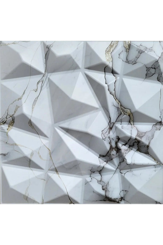 Panneau Mural 3D Effet Marbre Blanc