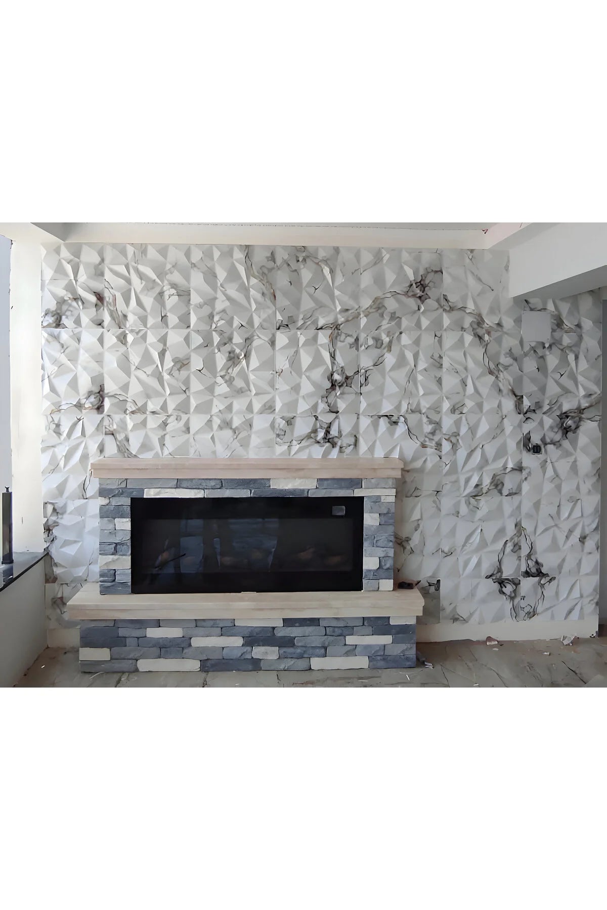 Panneau Mural 3D Effet Marbre Blanc