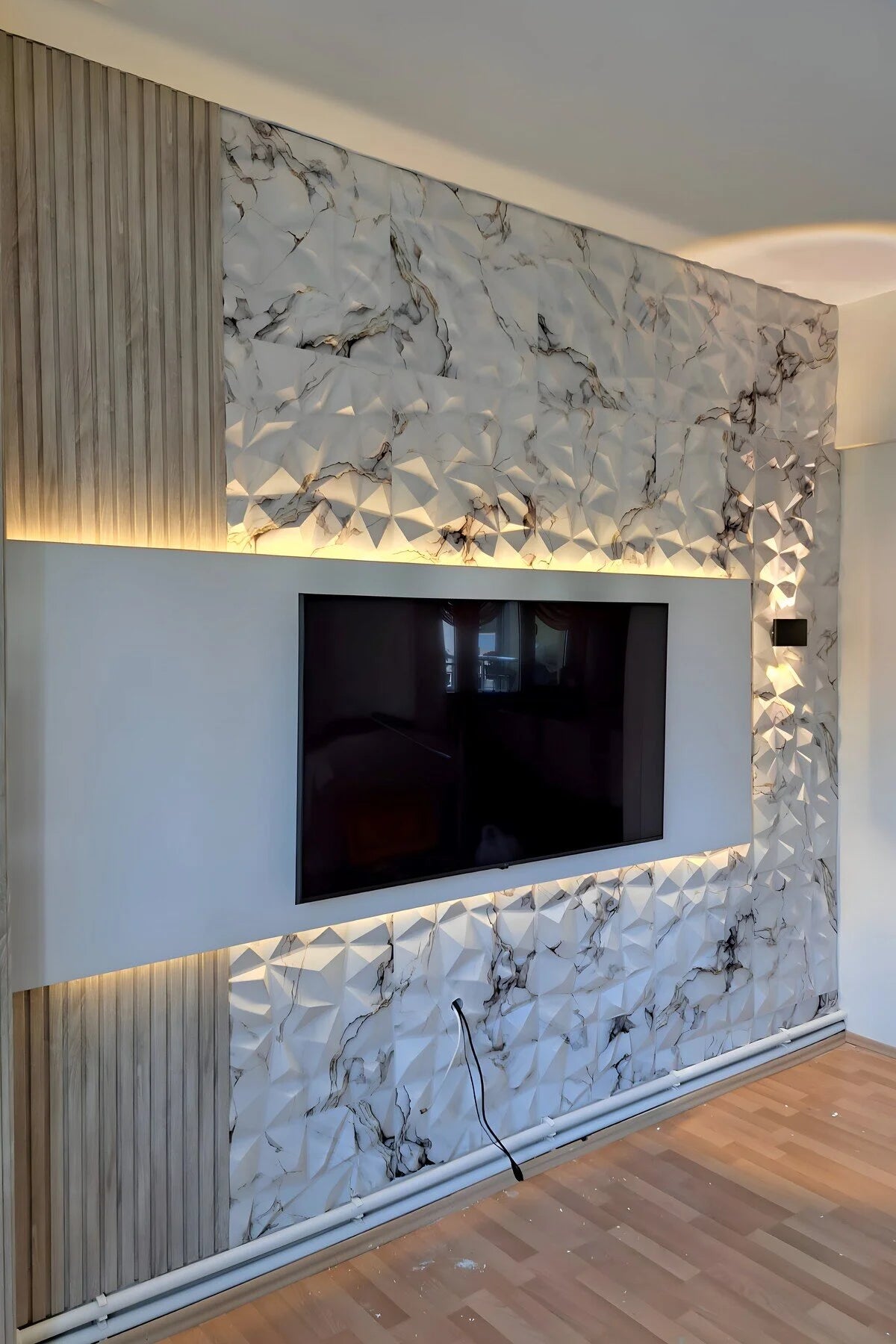 Panneau Mural 3D Effet Marbre Blanc