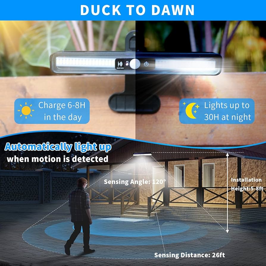 Lampe Solaire LED à Clip avec Détecteur de Mouvement