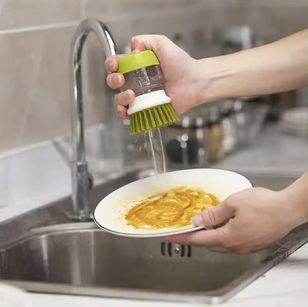 kitchen cleaning brush with holder